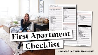 FIRST APARTMENT CHECKLIST  what first apartment essentials I still recommend 1 year later [upl. by Lotus76]