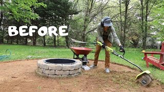 How to Make a Fire Pit Seating Area Backyard Makeover  Thrift Diving [upl. by Ailisab]