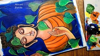 Buddha Painting  Acrylic Painting of Lord Buddha  Step by Step Buddha Painting [upl. by Pompei]