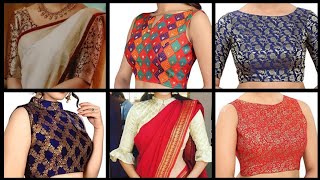 Blouse Design For Brocade Blouse  Brocade Blouse Neck Designs  Brocade Boat Neck Blouse Designs [upl. by Ecirehc]