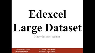 Edexcel Large Data Set AS and A level maths [upl. by Yael936]