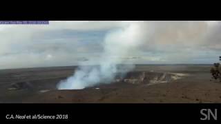 Watch Kilaueas summit caldera collapse  Science News [upl. by Anneirda]