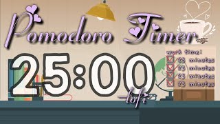 Pomodoro timer with music 25  5 mins break Lofi aesthetic study music 📚 [upl. by Brock999]