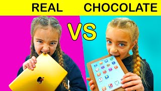 CHOCOLATE vs REAL Gisele y Claudia [upl. by Myer]