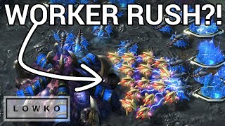 StarCraft 2 FLORENCIOS CRAZY WORKER RUSH [upl. by Jerald]