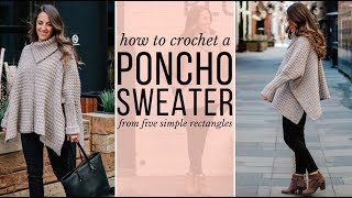 How to Crochet a Stylish Poncho from 5 Simple Rectangles  StepbyStep Tutorial for Beginners [upl. by Alten]