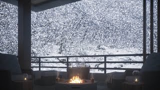 Balcony in quiet winter mountains  Birdsong  Fireplace [upl. by Samtsirhc]