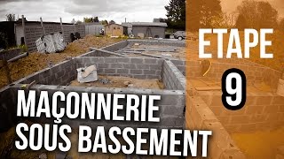 Maçonnerie du sous bassement  Etape 9 [upl. by Cohin]