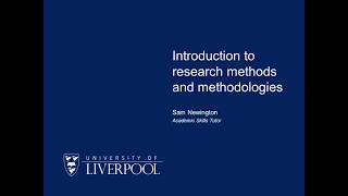 Introduction to research methods and methodologies [upl. by Beverie]