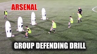 SoccerCoachTVcom  Arsenal Group Defending Drill [upl. by Haseena13]