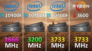 Core i510400F RAM performance 2666 MHz 3200 MHz 3733 MHz vs Ryzen 5 3600 RAM 3733 MHz  1080p1440p [upl. by Cacie]