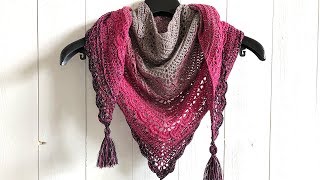 ANA LUCIA SHAWL  FREE TRIANGLE SHAWL CROCHET PATTERN [upl. by Enitsyrhc]