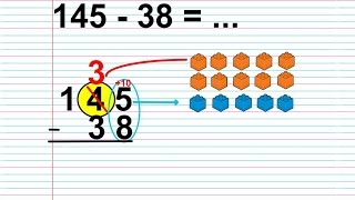 Apprendre à poser une soustraction avec une retenue [upl. by Dnalra]