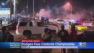 LA Erupts As Dodger Fans Celebrate World Series Championship [upl. by Hareehat]