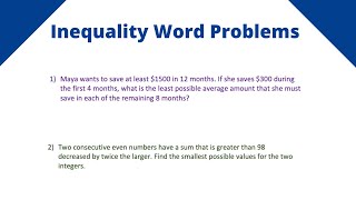 Inequality Word Problems  Algebra [upl. by Nerak]