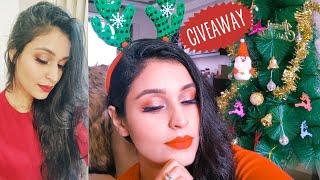 ChristmasHoliday Makeup Tutorial amp GIVEAWAY  New Makeup amp Skincare Products  Chetali Chadha [upl. by Koah]