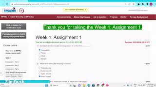 NPTEL Cyber Security and Privacy Week 1 Assignment Answers [upl. by Coopersmith]