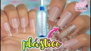 UÑAS POSTIZAS con BOTELLAS de PLÁSTICO  RECICLADAS [upl. by Linsk]