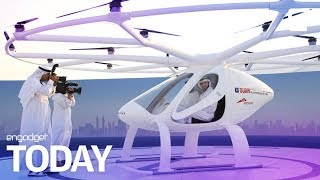 Dubais flying drone taxi service is lifting off  Engadget Today [upl. by Eissirk]