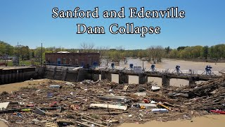 Sanford and Wixom Flood 2020  Drone  Dam Collapse [upl. by Sirap]