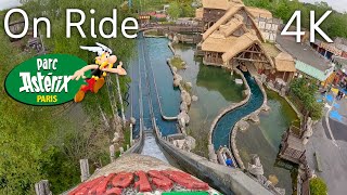 4KPOV Menhir Express Log Flume Ride  On Ride  Parc Astérix Paris [upl. by Glynn490]