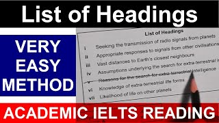 List of Headings  VERY EASY METHOD  ACADEMIC IELTS READING [upl. by Florian]