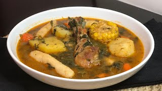 How to make a Haitian style bouillon with chicken Bouyon Poul [upl. by Sculley]