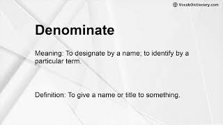 Denominate Meaning [upl. by Lyford]