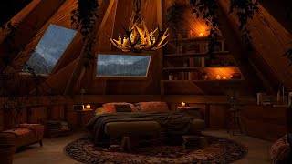 Rainy Cozy Cabin Ambience  Gentle Night Rain amp Thunder Sounds [upl. by Torhert]