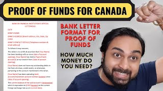 Proof of Funds for Canada Immigration  Bank Letter Format for Express Entry Canada PR [upl. by Primrose]