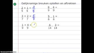 Gelijknamige breuken optellen en aftrekken [upl. by Ainnat]