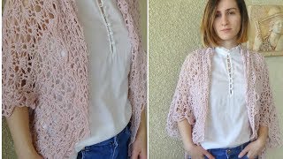 How to crochet a Lacy Easy Shrug for beginners Perfect Spring layer [upl. by Dlopoel]