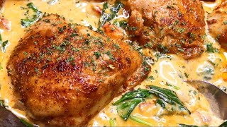 ONE PAN CREAMY TUSCAN CHICKEN RECIPE [upl. by Suinotna596]