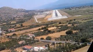 AMAZING B737 onboard cockpit video of landing in EXTREME crosswind at Samos [upl. by Hammad]