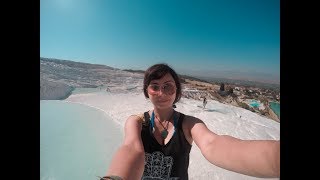 Pamukkale Turkey – Blue amp White Travertine Thermal Pools  Hierapolis [upl. by Meeharb]