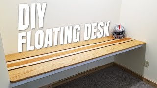 DIY Floating Desk with AWESOME Computer Cable Management  How to  Home Office Makeover Part 1 [upl. by Merell]