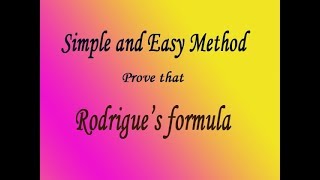 Rodrigues formula explained simple and easy way [upl. by Tindall578]