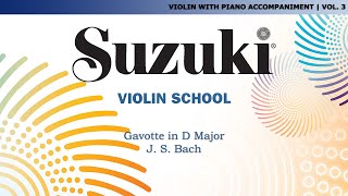 Suzuki Violin 3  Gavotte in D Major  J S Bach Score Video [upl. by Airtina]