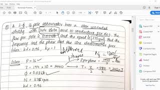 Numerical Problems on Three Phase Synchronous Generators Set 1 [upl. by Adihaj117]