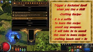 Dont work in 325  How to get Trigger a Socketed Spell when you Use a Skill  Crafting Recipe [upl. by Polloch]