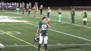 High School Football Player Sam Keith sings Anthem at Game  103014 [upl. by Solokin]