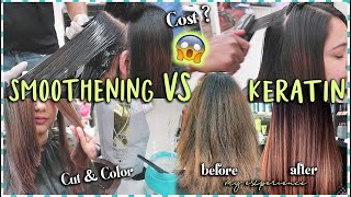 Smoothening vs Keratin Hair Treatment  My Experience  Cost Procedure amp New Colour ThatQuirkyMiss [upl. by Yslehc]