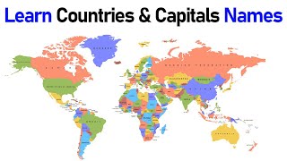 Learn Countries amp Its Capitals Names  World Map  General Knowledge Video  Simple Way To Learn [upl. by Eikcim370]