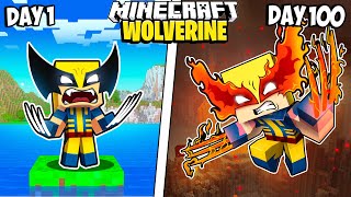 I Survived 100 Days as WOLVERINE in Minecraft [upl. by Latoya]