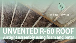 R60 Unvented Roof Assembly Combine fiberglass amp closedcell foam 059 [upl. by Tekcirc214]