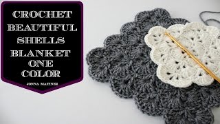 How To Crochet A Beautiful Shells Blanket In One Color  How to crochet a blanket  Shells Stitch [upl. by Revart]