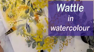 How to paint Golden Wattle in watercolour  Australian native flowers full commentary [upl. by Ahilam]