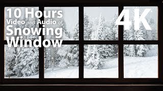 4K 10 hours  Snowing Outside Window  relaxing gentle calming [upl. by Howarth]