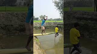 The man is sitting on a banana tree by the pond [upl. by Ahsekyw]