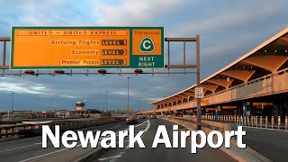 Driving thru Newark Liberty International Airport terminal A B C [upl. by Fernande]